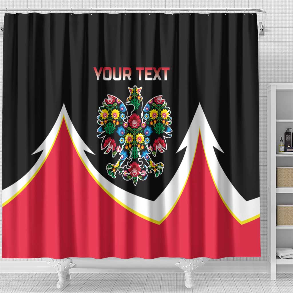 Personalized Poland Wycinanki Eagle Shower Curtain Polish Traditional Floral Folk Pattern - Wonder Print Shop