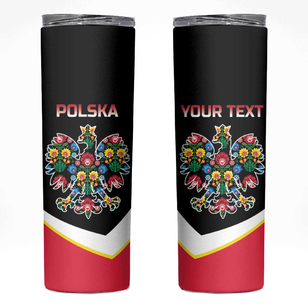 Personalized Poland Wycinanki Eagle Skinny Tumbler Polish Traditional Floral Folk Pattern - Wonder Print Shop