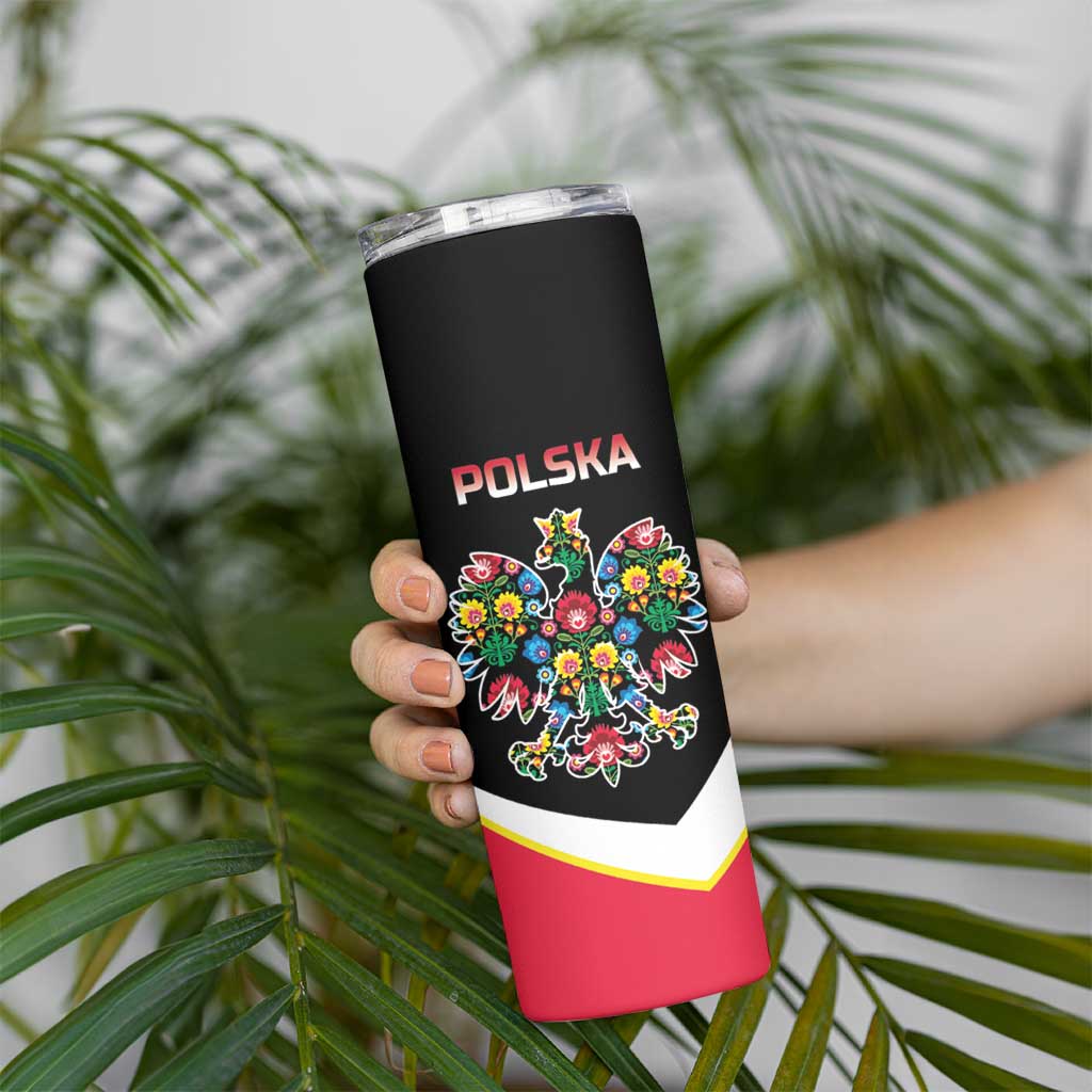Personalized Poland Wycinanki Eagle Skinny Tumbler Polish Traditional Floral Folk Pattern - Wonder Print Shop