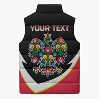 Personalized Poland Wycinanki Eagle Sleeveless Puffer Jacket Polish Traditional Floral Folk Pattern - Wonder Print Shop