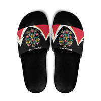Personalized Poland Wycinanki Eagle Slide Sandals Polish Traditional Floral Folk Pattern - Wonder Print Shop