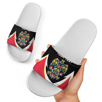 Personalized Poland Wycinanki Eagle Slide Sandals Polish Traditional Floral Folk Pattern - Wonder Print Shop
