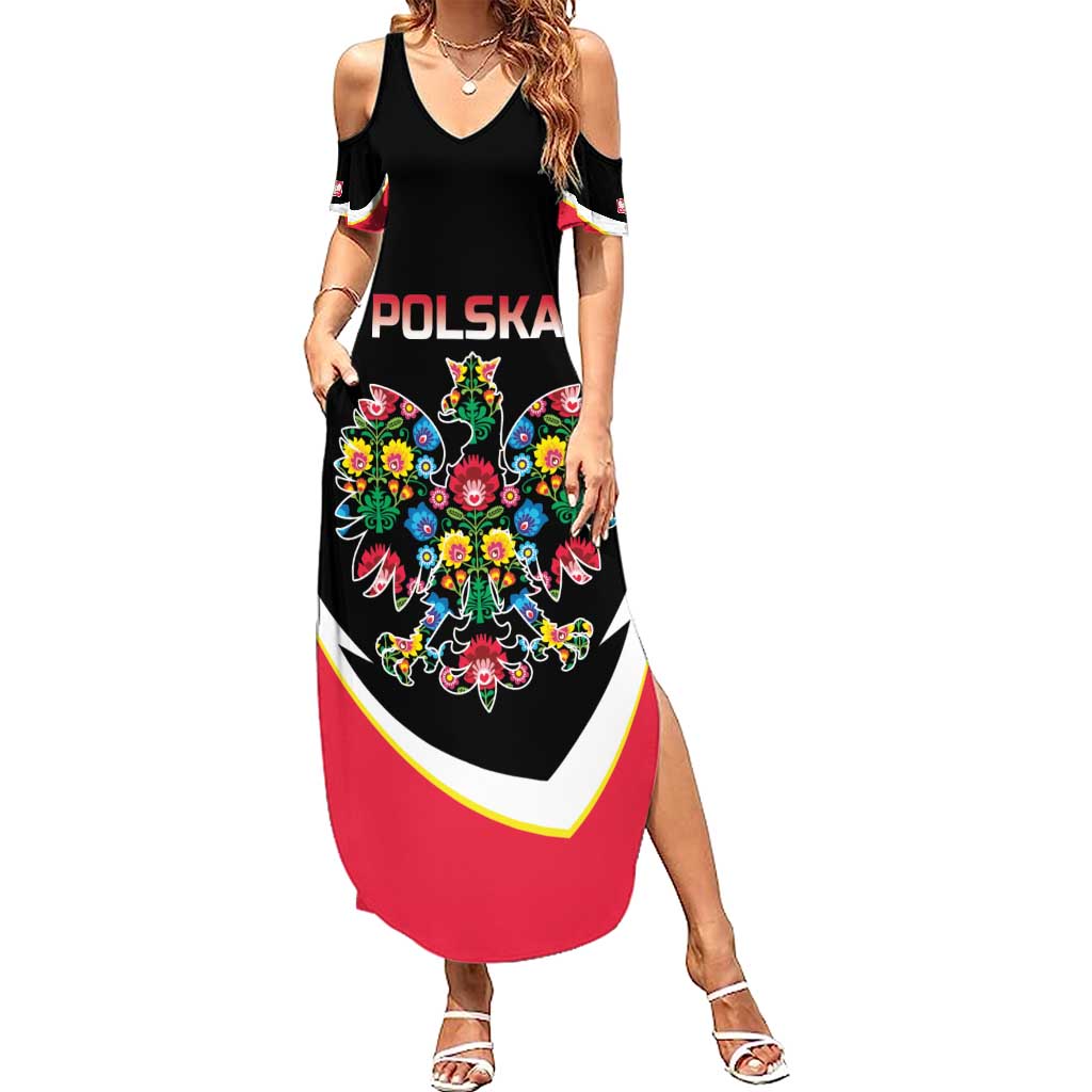 Personalized Poland Wycinanki Eagle Summer Maxi Dress Polish Traditional Floral Folk Pattern - Wonder Print Shop
