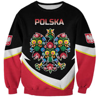 Personalized Poland Wycinanki Eagle Sweatshirt Polish Traditional Floral Folk Pattern - Wonder Print Shop