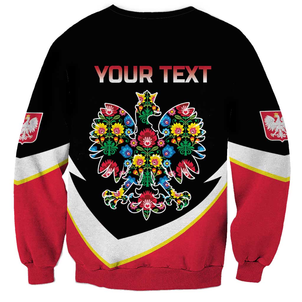 Personalized Poland Wycinanki Eagle Sweatshirt Polish Traditional Floral Folk Pattern - Wonder Print Shop
