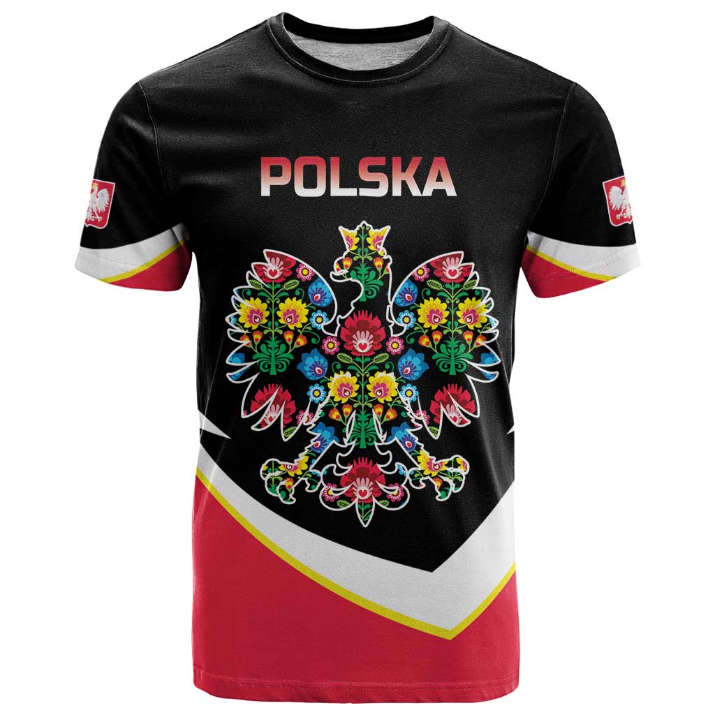 Personalized Poland Wycinanki Eagle T Shirt Polish Traditional Floral Folk Pattern - Wonder Print Shop