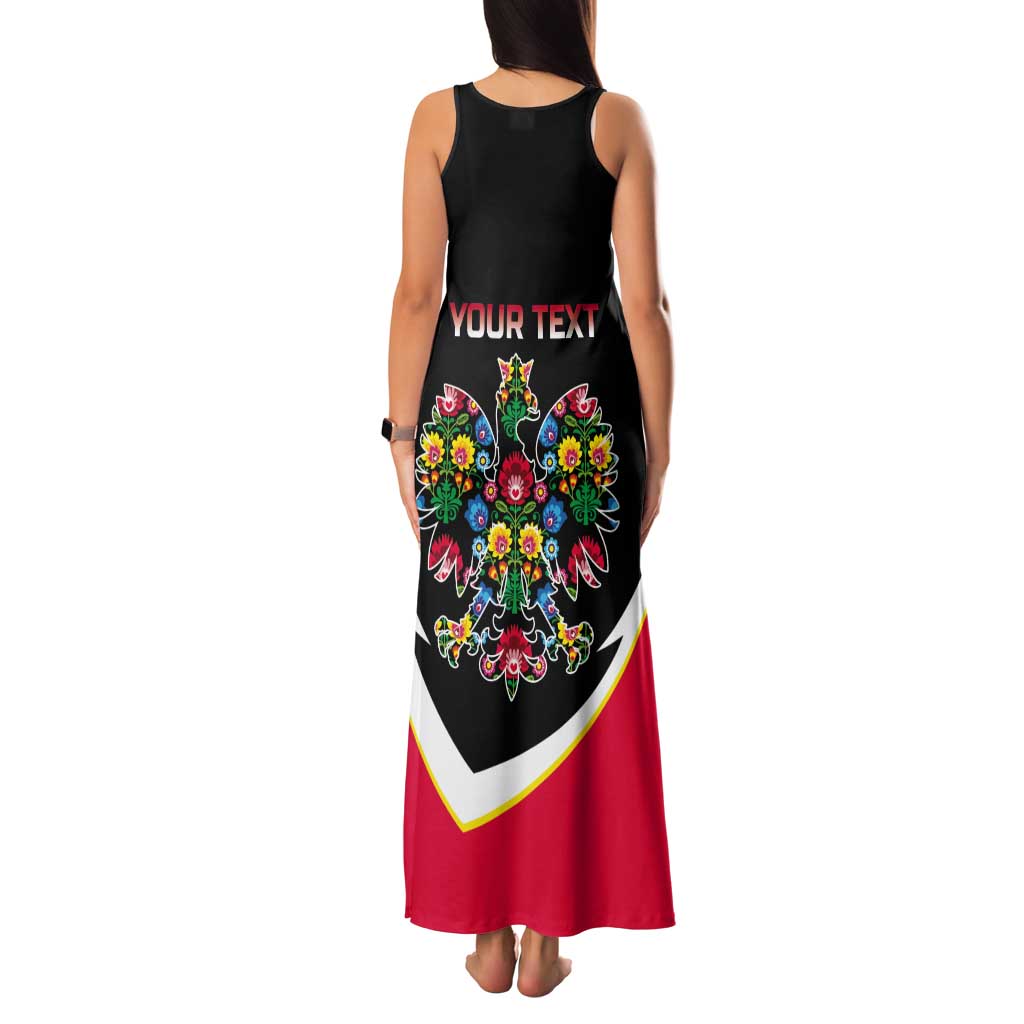 Personalized Poland Wycinanki Eagle Tank Maxi Dress Polish Traditional Floral Folk Pattern - Wonder Print Shop