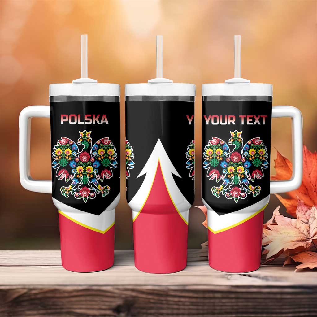Personalized Poland Wycinanki Eagle Tumbler With Handle Polish Traditional Floral Folk Pattern - Wonder Print Shop