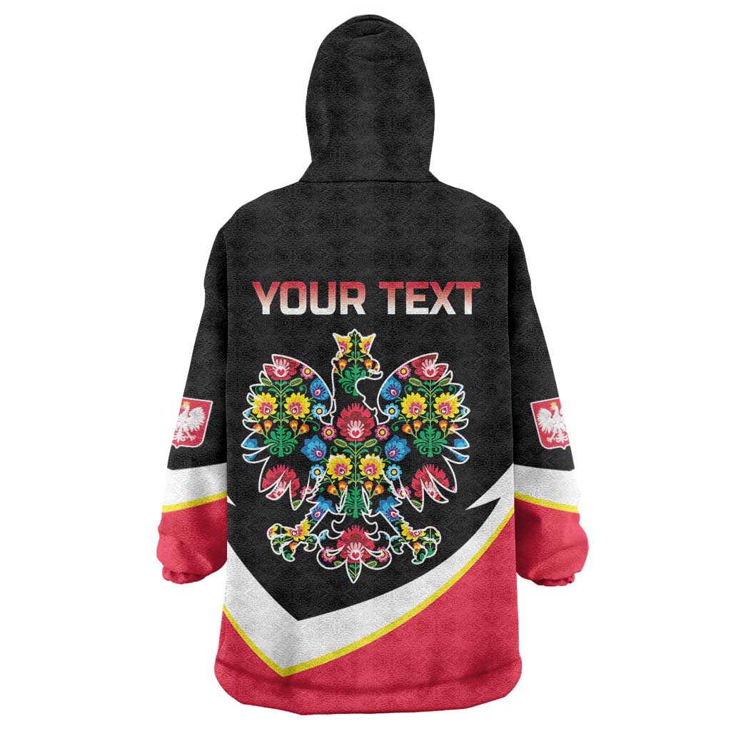 Personalized Poland Wycinanki Eagle Wearable Blanket Hoodie Polish Traditional Floral Folk Pattern - Wonder Print Shop