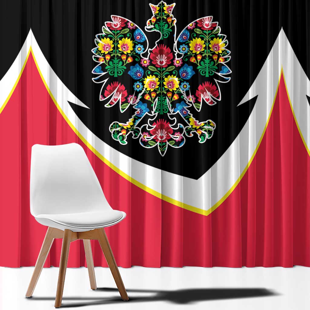 Personalized Poland Wycinanki Eagle Window Curtain Polish Traditional Floral Folk Pattern - Wonder Print Shop