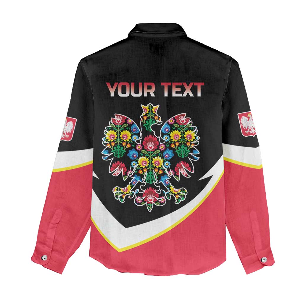 Personalized Poland Wycinanki Eagle Women Casual Shirt Polish Traditional Floral Folk Pattern - Wonder Print Shop