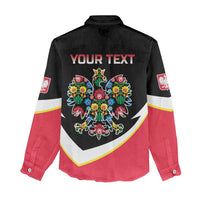 Personalized Poland Wycinanki Eagle Women Casual Shirt Polish Traditional Floral Folk Pattern - Wonder Print Shop