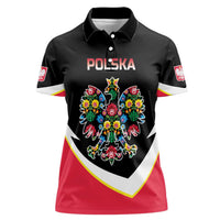Personalized Poland Wycinanki Eagle Women Polo Shirt Polish Traditional Floral Folk Pattern - Wonder Print Shop