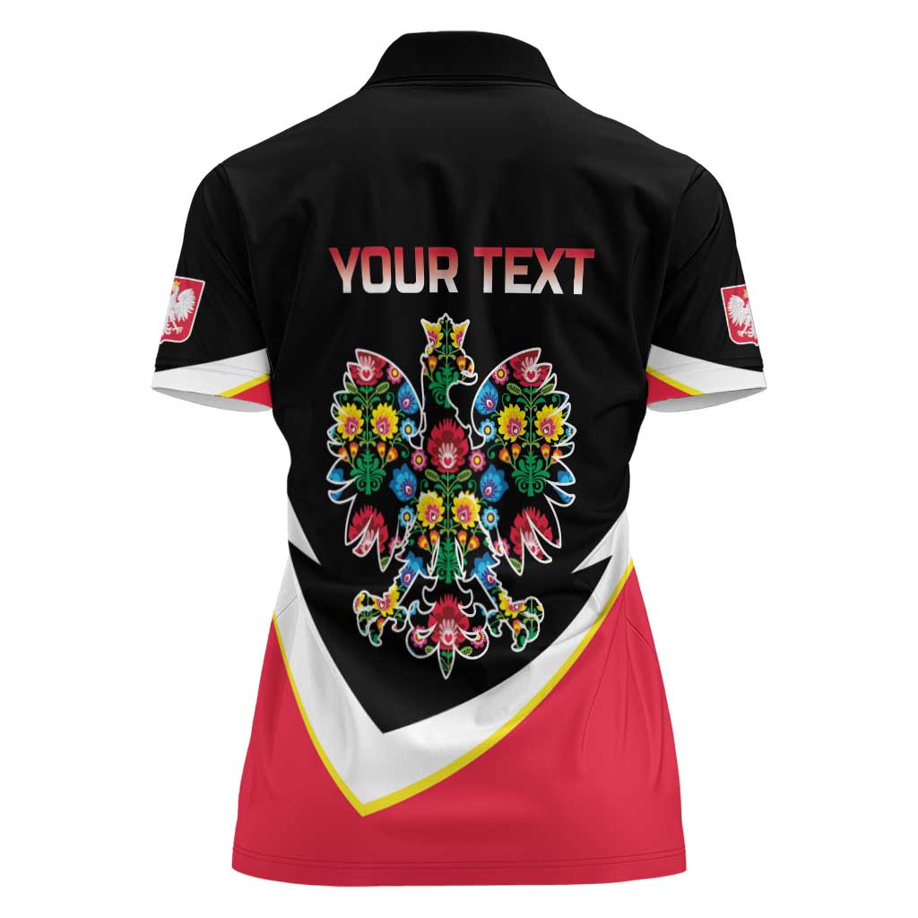 Personalized Poland Wycinanki Eagle Women Polo Shirt Polish Traditional Floral Folk Pattern - Wonder Print Shop
