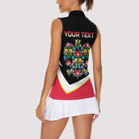 Personalized Poland Wycinanki Eagle Women Sleeveless Polo Shirt Polish Traditional Floral Folk Pattern - Wonder Print Shop