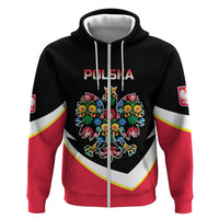 Personalized Poland Wycinanki Eagle Zip Hoodie Polish Traditional Floral Folk Pattern - Wonder Print Shop
