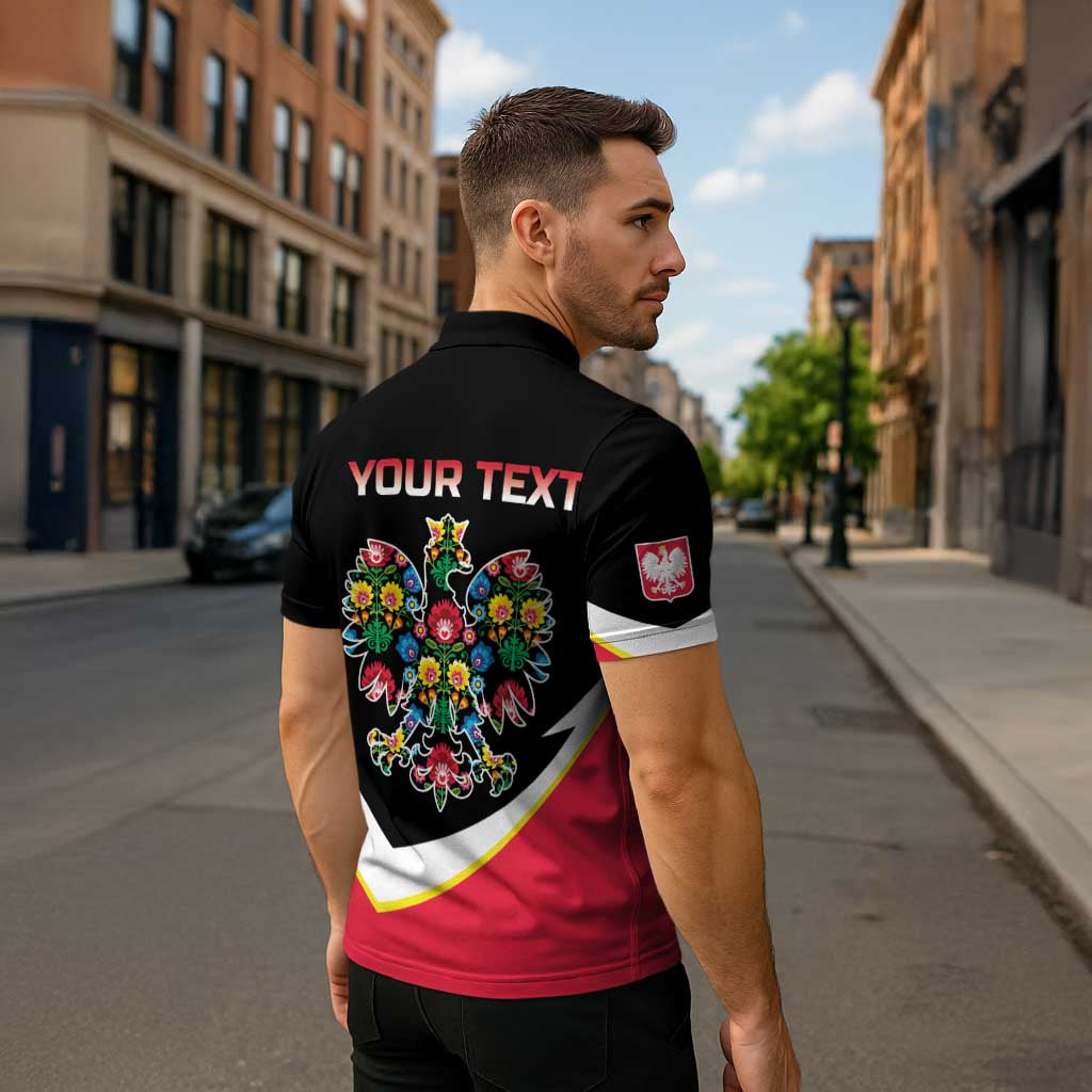 Personalized Poland Wycinanki Eagle Zipper Polo Shirt Polish Traditional Floral Folk Pattern - Wonder Print Shop