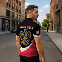 Personalized Poland Wycinanki Eagle Zipper Polo Shirt Polish Traditional Floral Folk Pattern - Wonder Print Shop
