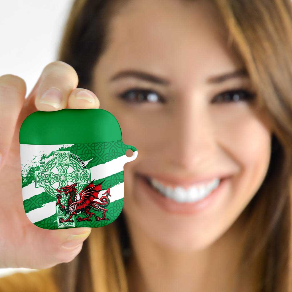Wales Celtic Cross AirPods Case Cymru Am Byth Green Version - Wonder Print Shop