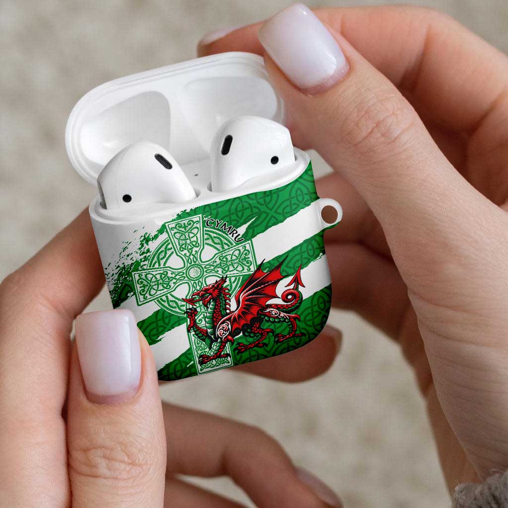 Wales Celtic Cross AirPods Case Cymru Am Byth Green Version - Wonder Print Shop