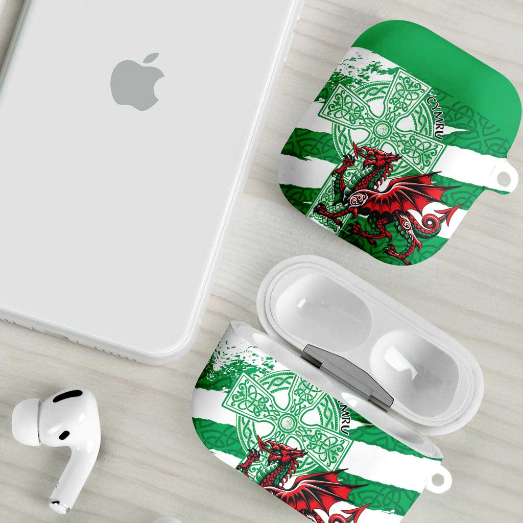 Wales Celtic Cross AirPods Case Cymru Am Byth Green Version - Wonder Print Shop