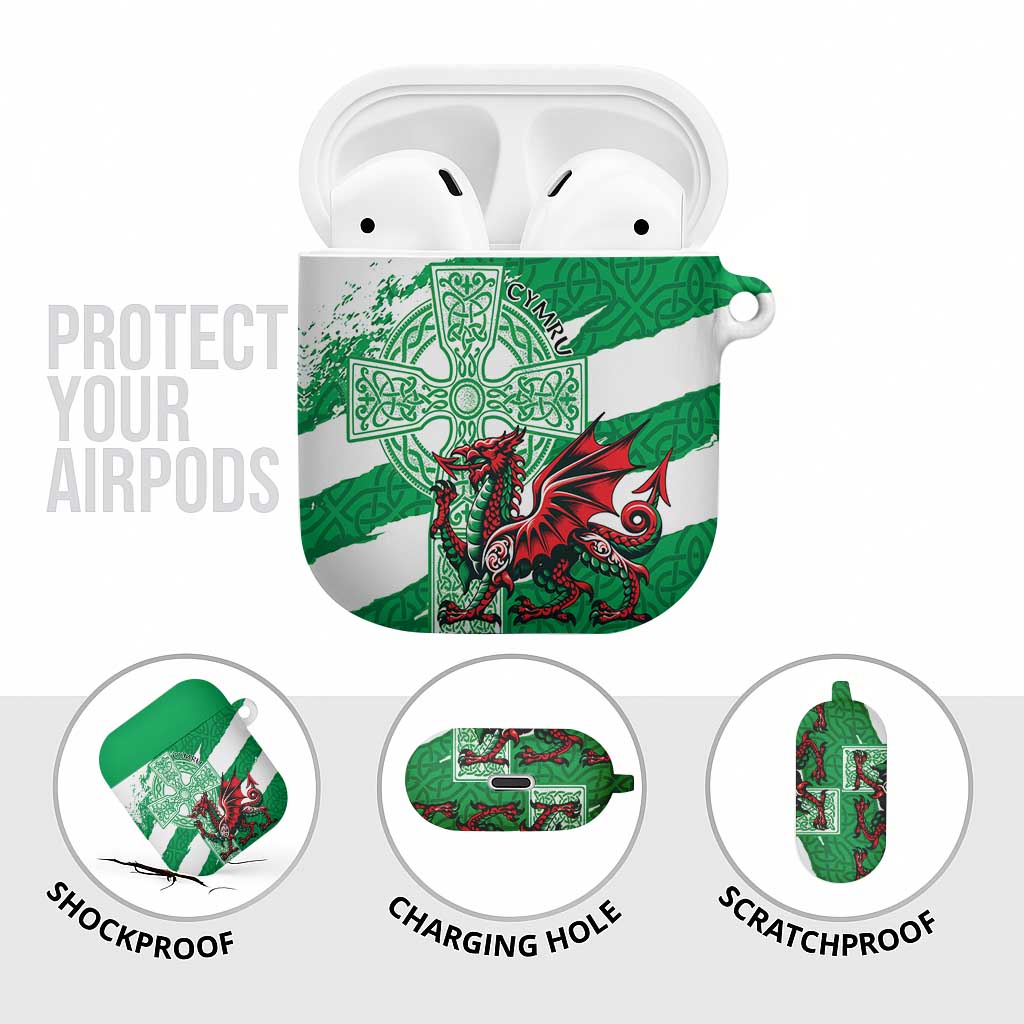 Wales Celtic Cross AirPods Case Cymru Am Byth Green Version - Wonder Print Shop