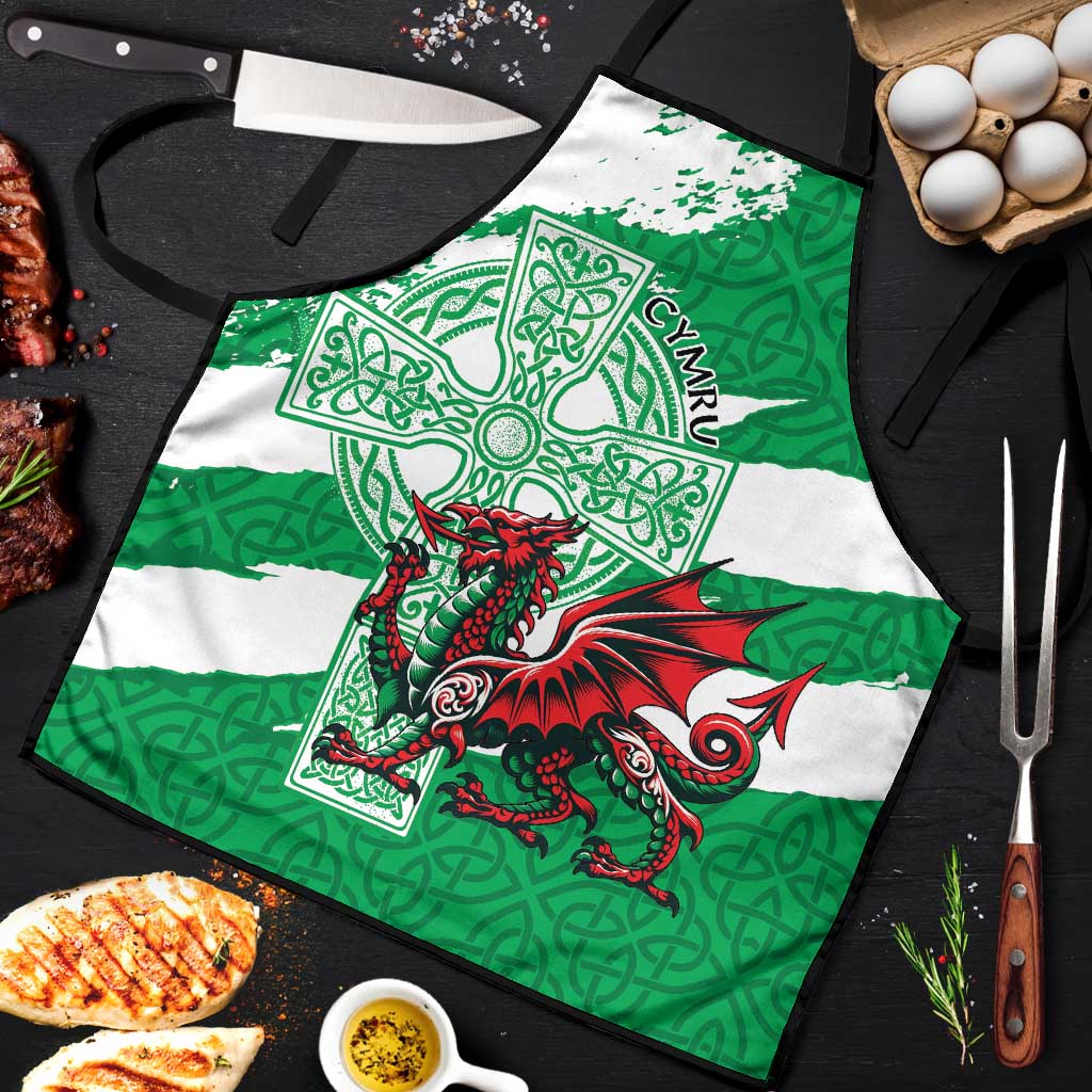 Wales Celtic Cross Apron Cymru Am Byth Green Version - Wonder Print Shop