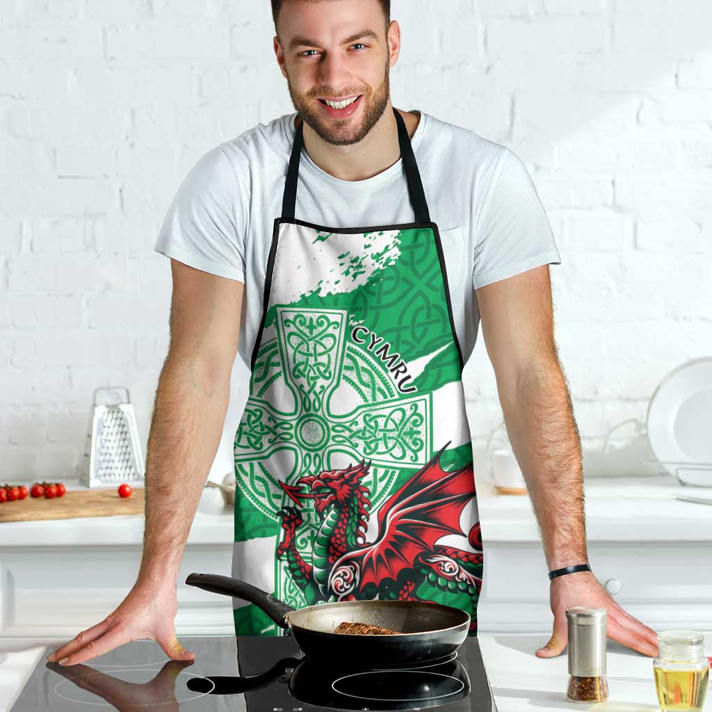 Wales Celtic Cross Apron Cymru Am Byth Green Version - Wonder Print Shop