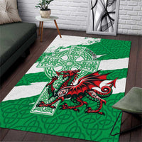 Wales Celtic Cross Area Rug Cymru Am Byth Green Version - Wonder Print Shop