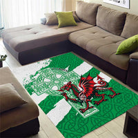 Wales Celtic Cross Area Rug Cymru Am Byth Green Version - Wonder Print Shop