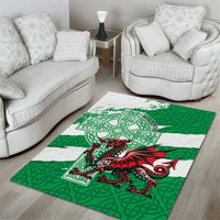 Wales Celtic Cross Area Rug Cymru Am Byth Green Version - Wonder Print Shop