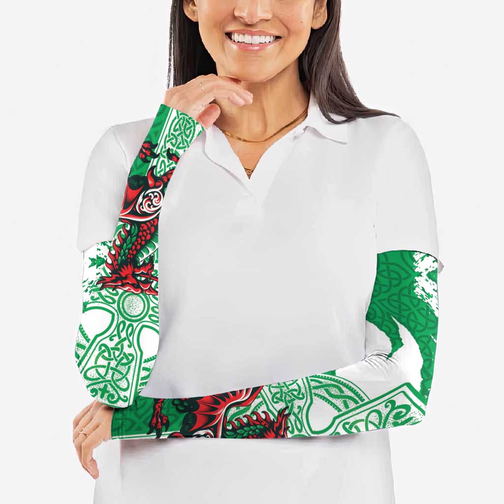 Wales Celtic Cross Arm Sleeves Cymru Am Byth Green Version - Wonder Print Shop