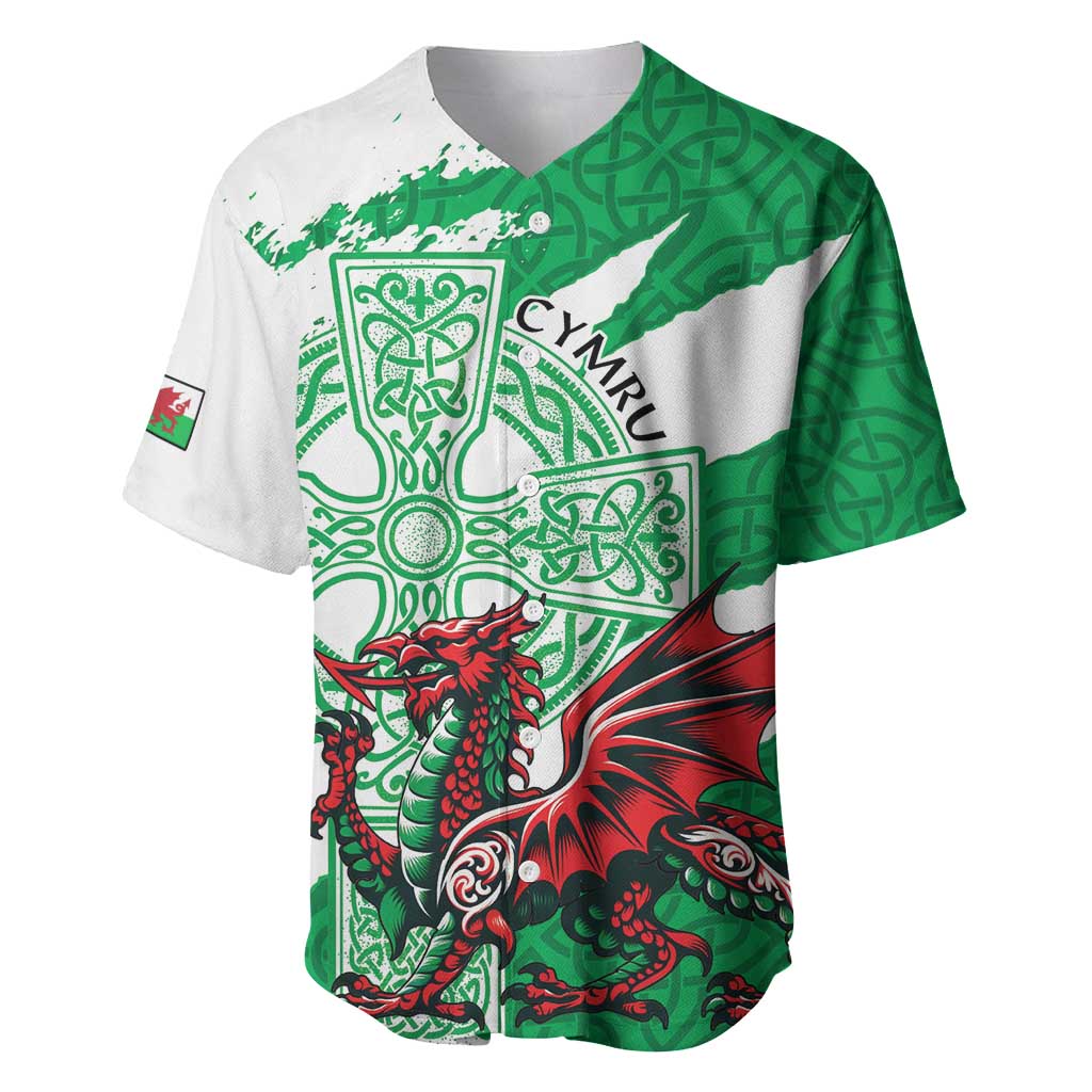 Wales Celtic Cross Baseball Jersey Cymru Am Byth Green Version - Wonder Print Shop