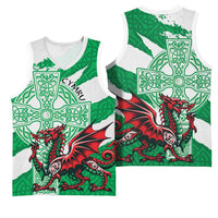 Wales Celtic Cross Basketball Jersey Cymru Am Byth Green Version - Wonder Print Shop