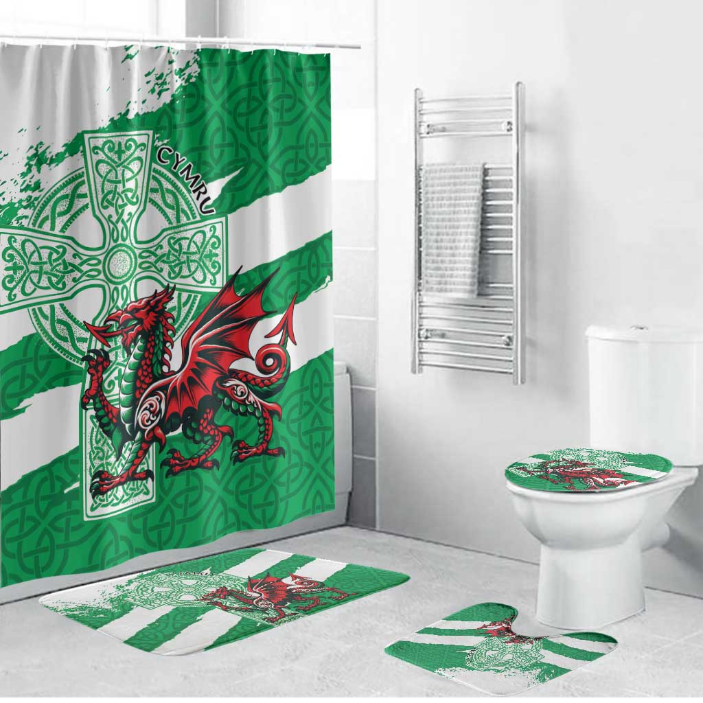 Wales Celtic Cross Bathroom Set Cymru Am Byth Green Version - Wonder Print Shop