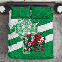 Wales Celtic Cross Bedding Set Cymru Am Byth Green Version - Wonder Print Shop