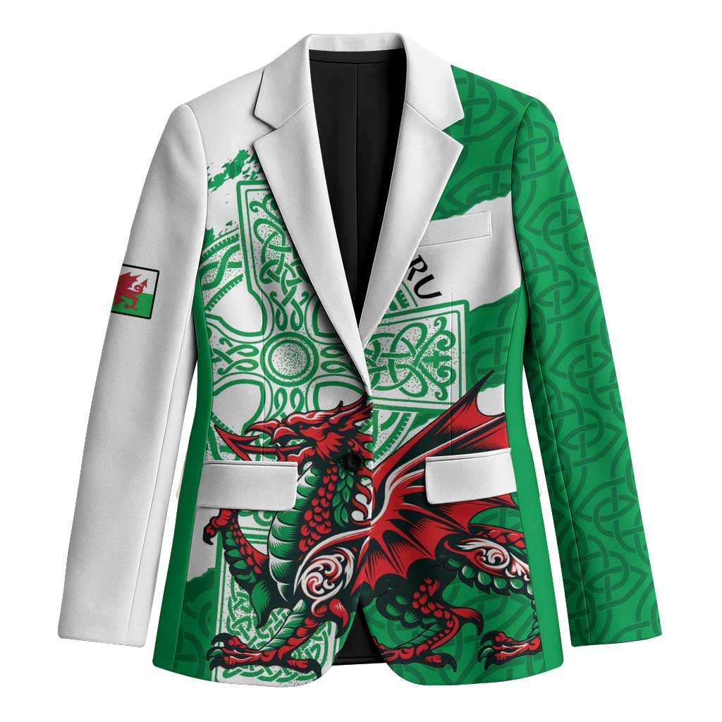 Wales Celtic Cross Blazer Cymru Am Byth Green Version - Wonder Print Shop