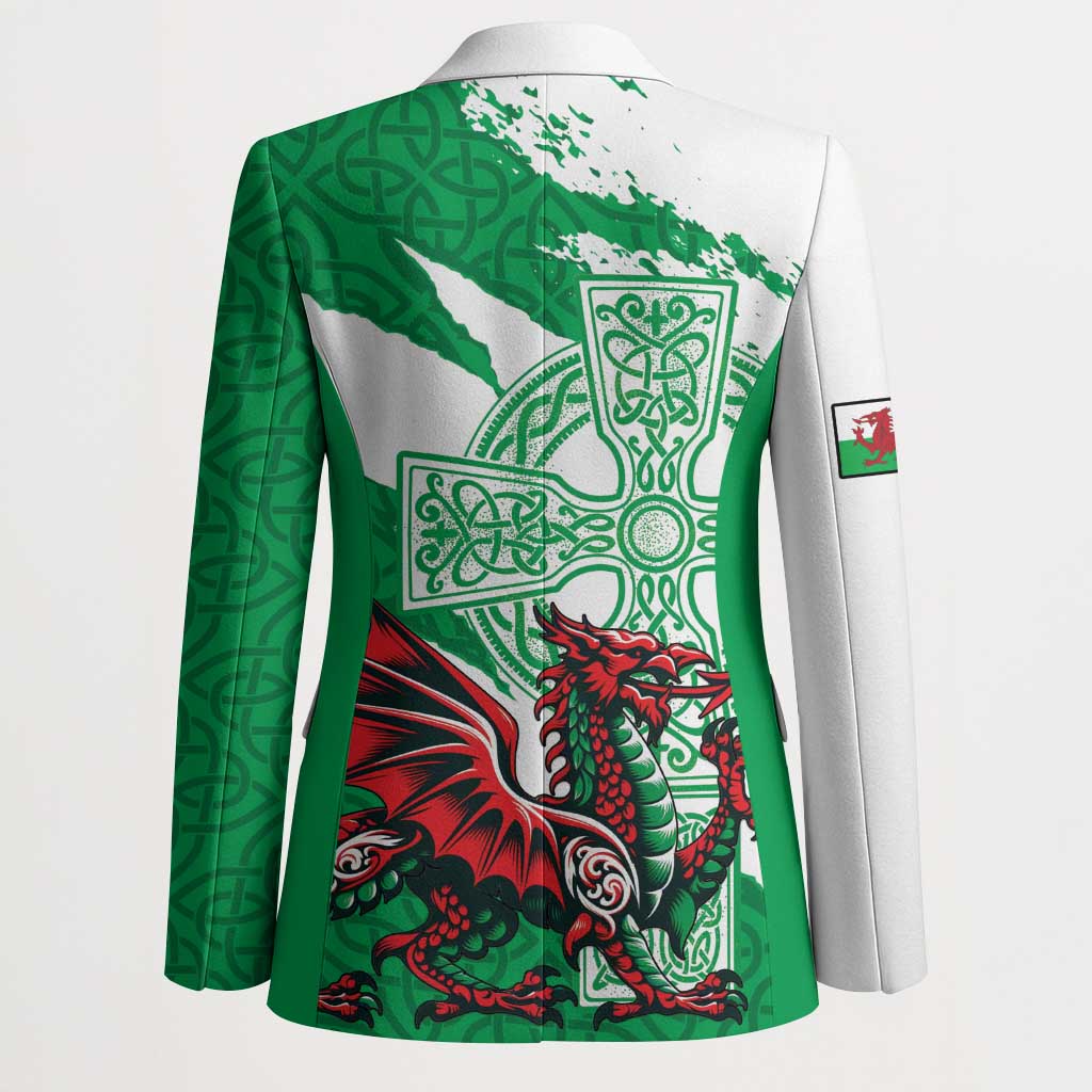 Wales Celtic Cross Blazer Cymru Am Byth Green Version - Wonder Print Shop