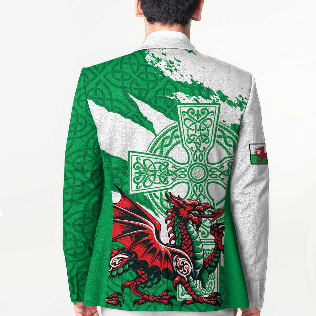 Wales Celtic Cross Blazer Cymru Am Byth Green Version - Wonder Print Shop