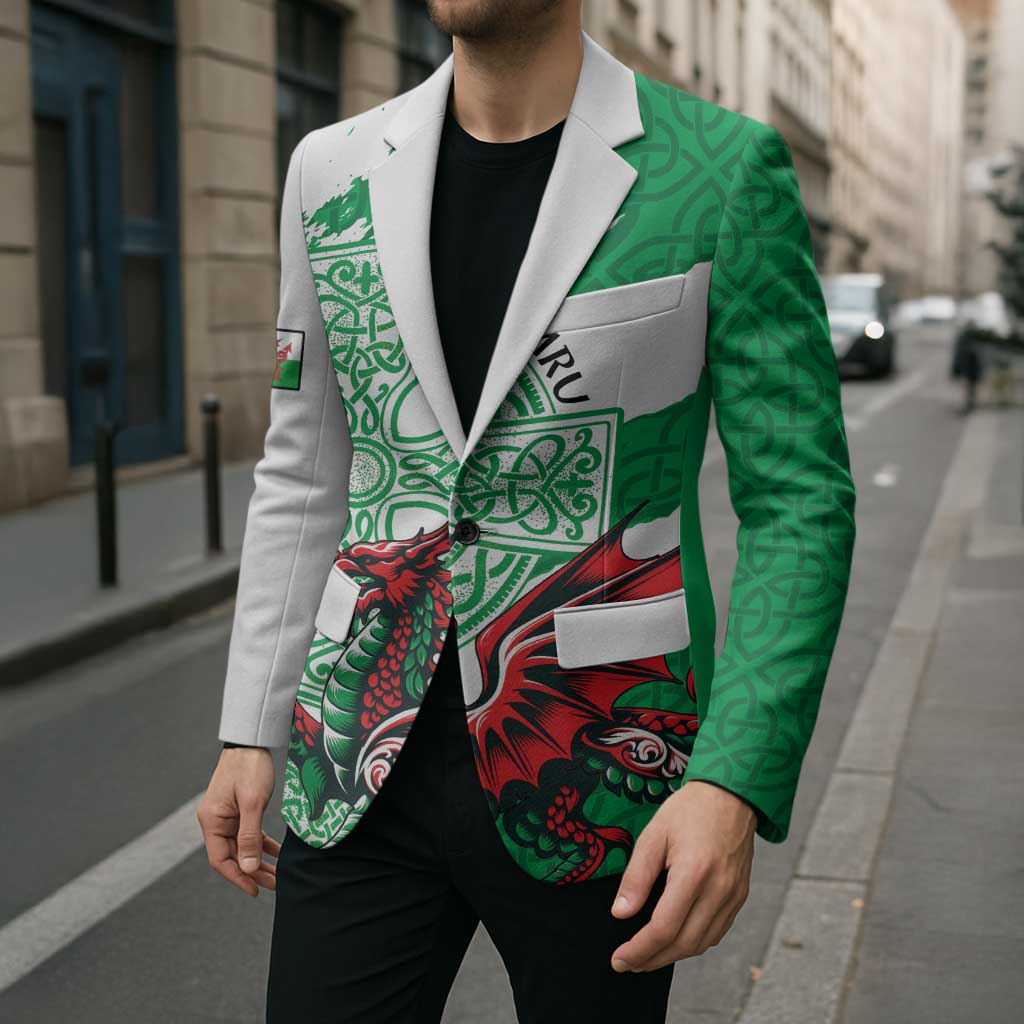 Wales Celtic Cross Blazer Cymru Am Byth Green Version - Wonder Print Shop