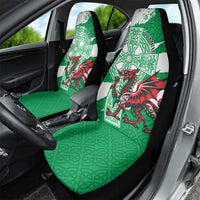 Wales Celtic Cross Car Seat Cover Cymru Am Byth Green Version - Wonder Print Shop