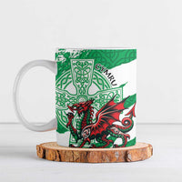 Wales Celtic Cross Ceramic Mug Cymru Am Byth Green Version - Wonder Print Shop