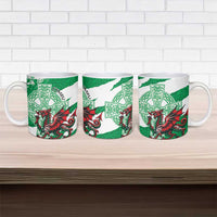 Wales Celtic Cross Ceramic Mug Cymru Am Byth Green Version - Wonder Print Shop