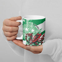 Wales Celtic Cross Ceramic Mug Cymru Am Byth Green Version - Wonder Print Shop