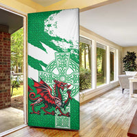 Wales Celtic Cross Door Cover Cymru Am Byth Green Version - Wonder Print Shop