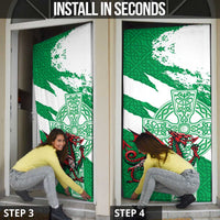 Wales Celtic Cross Door Cover Cymru Am Byth Green Version - Wonder Print Shop