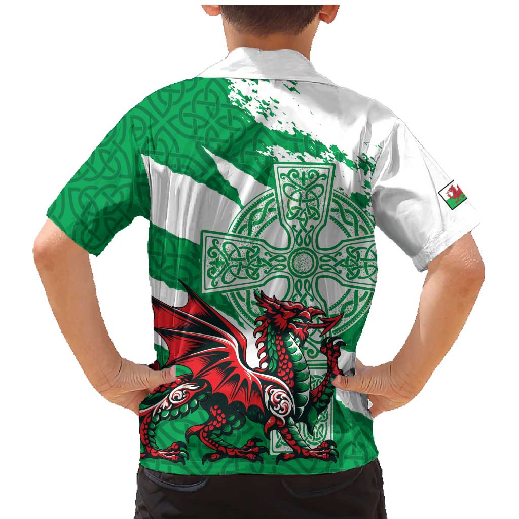 Wales Celtic Cross Family Matching Mermaid Dress and Hawaiian Shirt Cymru Am Byth Green Version - Wonder Print Shop