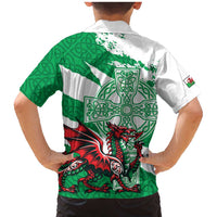 Wales Celtic Cross Family Matching Mermaid Dress and Hawaiian Shirt Cymru Am Byth Green Version - Wonder Print Shop