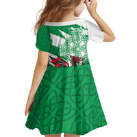Wales Celtic Cross Family Matching Mermaid Dress and Hawaiian Shirt Cymru Am Byth Green Version - Wonder Print Shop