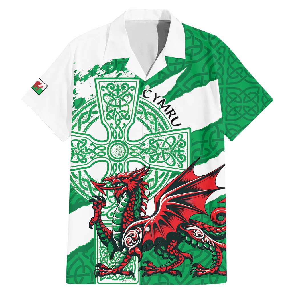 Wales Celtic Cross Family Matching Mermaid Dress and Hawaiian Shirt Cymru Am Byth Green Version - Wonder Print Shop